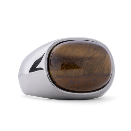 Silver Chunky Tiger Eye Ring