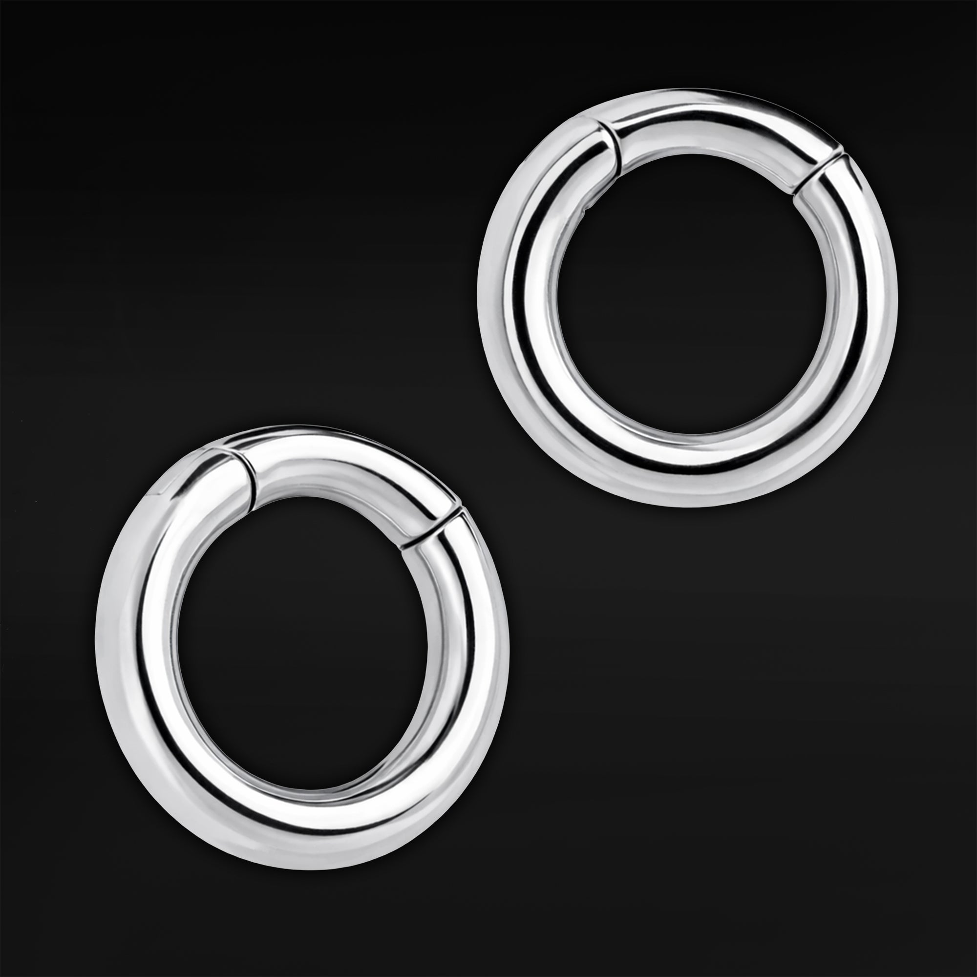 Silver Steel Circular Ear Weights - Pair