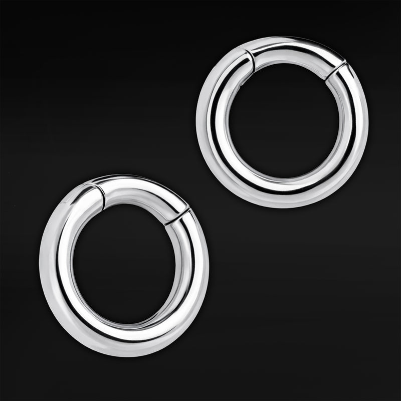 Poids d'oreille circulaires en acier argenté - Paire