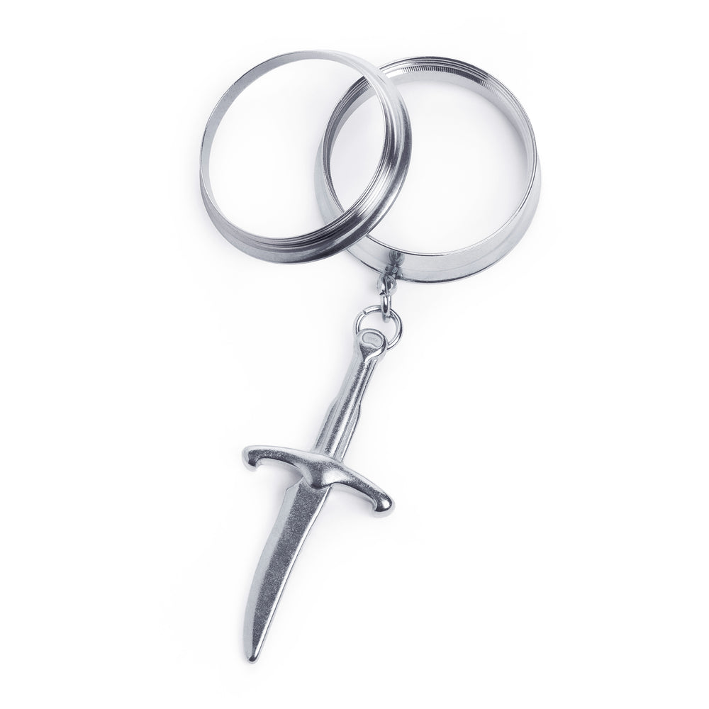Silver Dagger Double Flared Tunnel Dangle / Plug / Gauge - Metal Ear Plugs in 6mm (2g) - 30mm (1.18'') Gauge Sizes