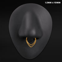 Anneau de nez septum segment clicker en titane ASTM F136 doré à double goutte