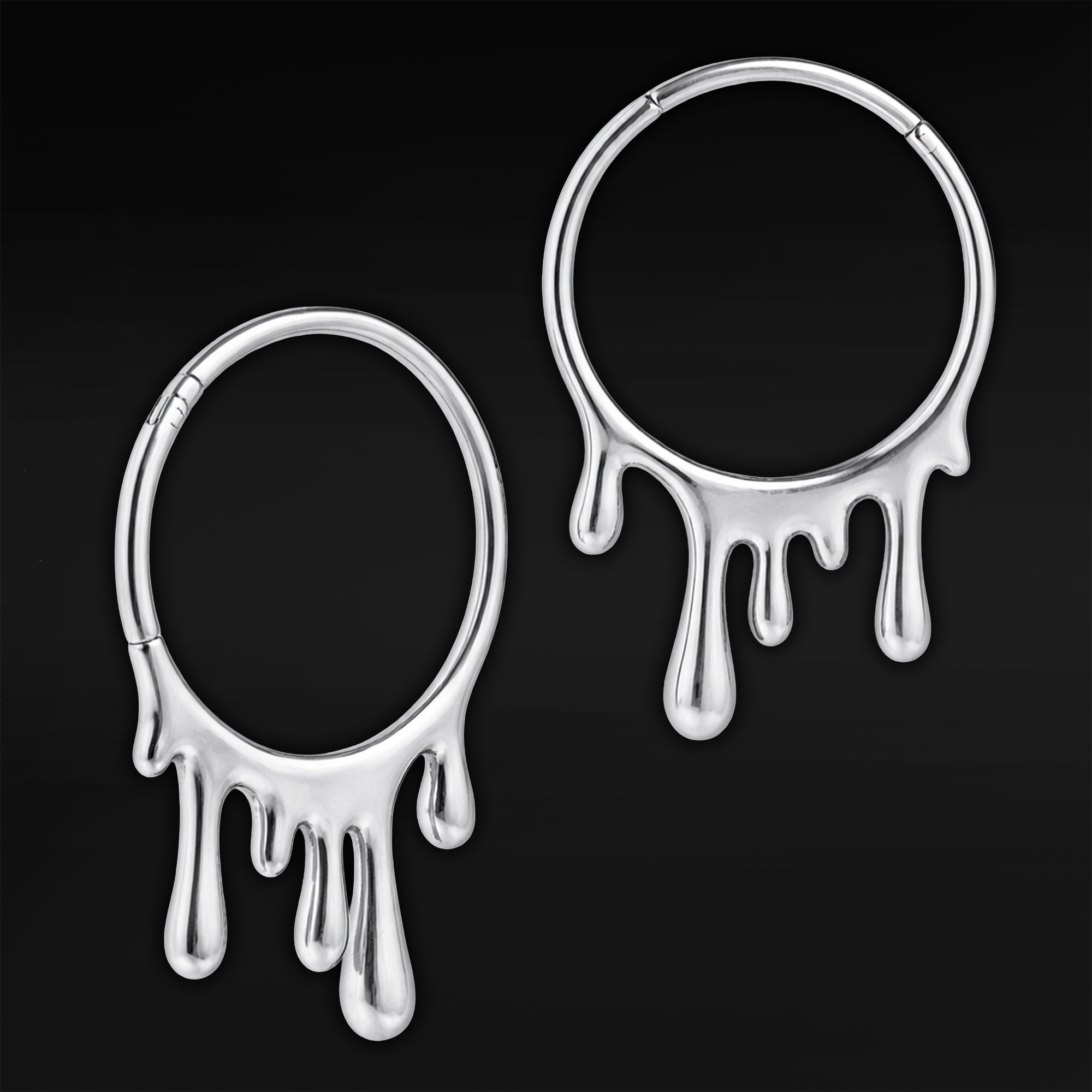 Silver Steel Drippy Ear Hangers - Pair