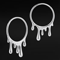 Pendants d'oreille à coulures en acier argenté - Paire
