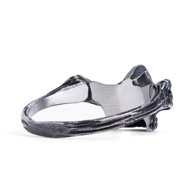 Bague gothique demi-crâne argentée