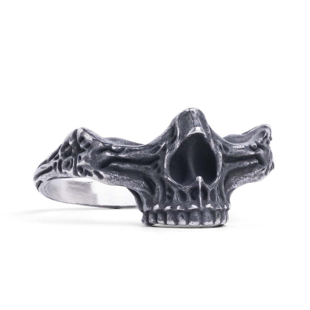 Silver Half Skull Gothic Ring - Silver Occult Skeleton Ring In Various Sizes