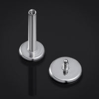 Labret en titane à tige filetée interne avec disque martelé argenté, calibre 1,2 mm