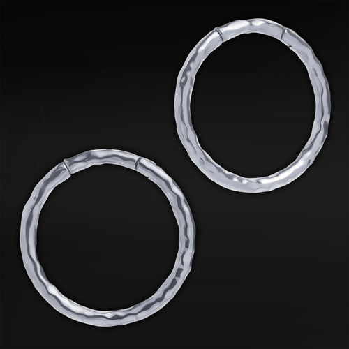 Silver Hammered Steel Hoop Earring Hangers (Pair)
