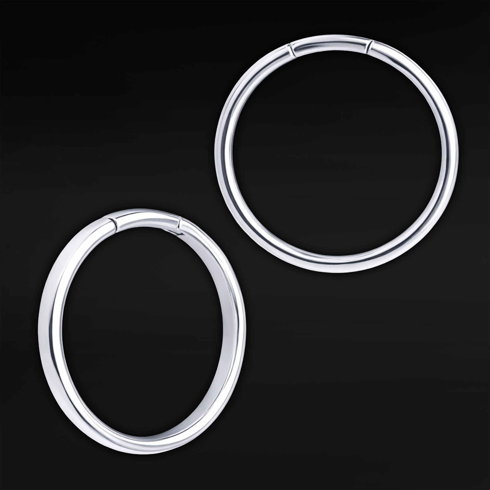 Silver Steel Hoop Ear Weights - Pair