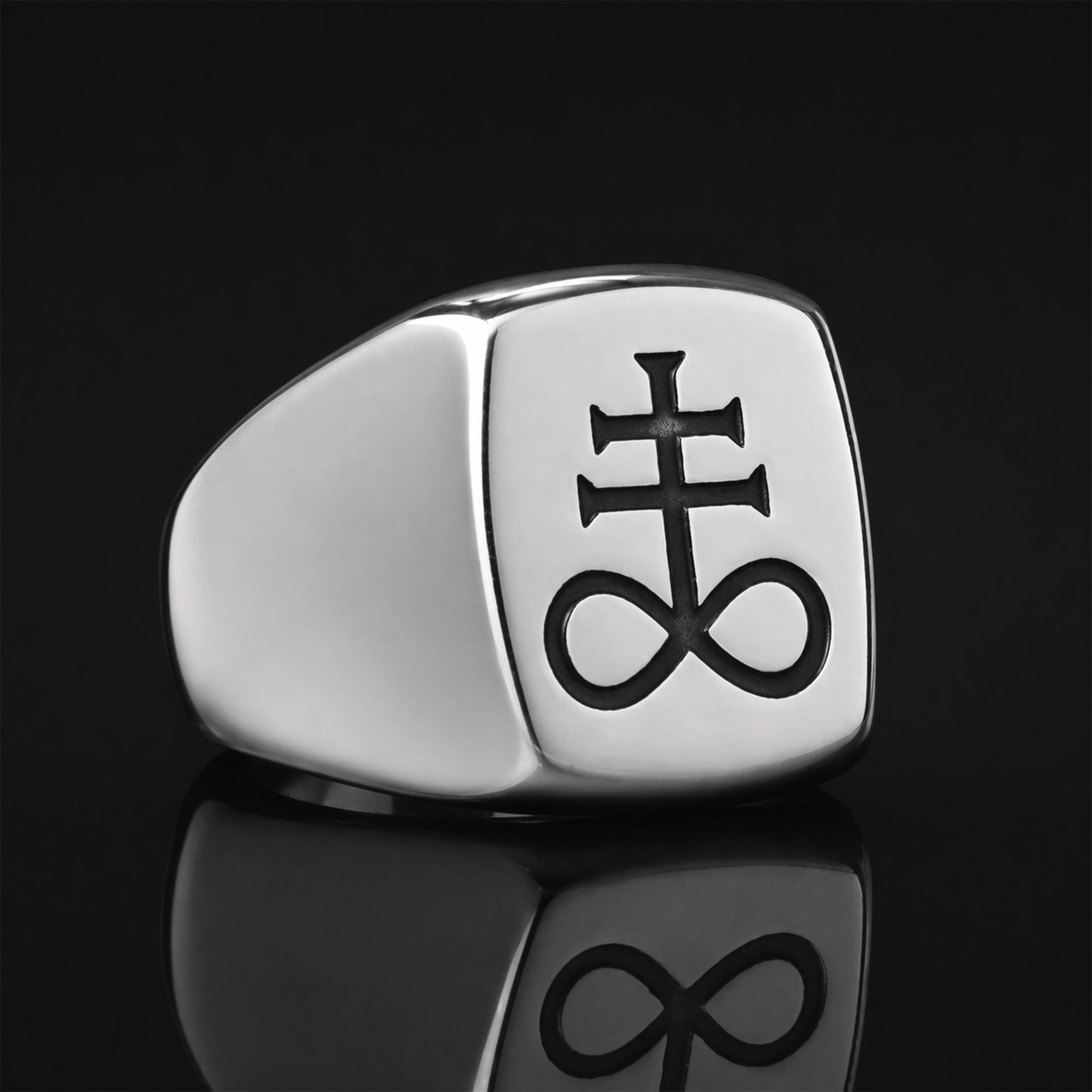 Silver Leviathan Cross Gothic Ring
