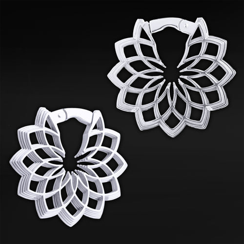 Silver Mandala Flower Ear Weights (Pair)