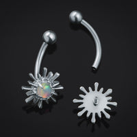 Barre courbée en titane à filetage interne pour labret vertical, éclat opale argentée, calibre 1.2mm