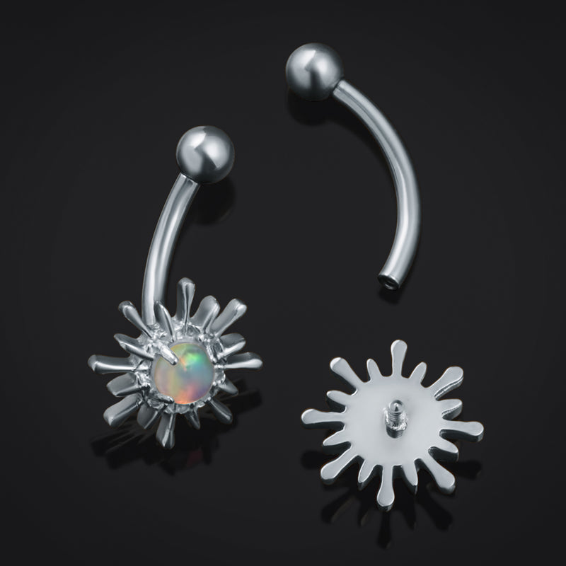 Barre courbée en titane à filetage interne pour labret vertical, éclat opale argentée, calibre 1.2mm