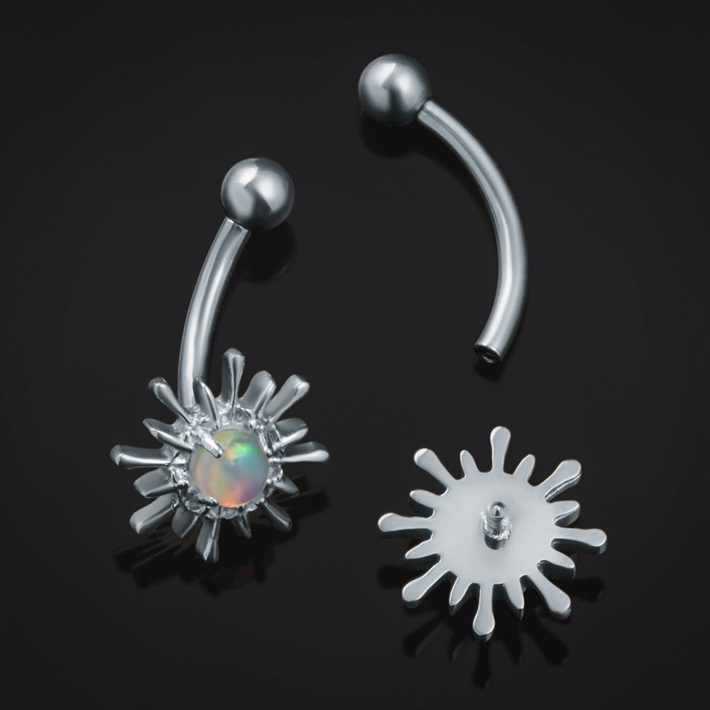 Silver Opal Sparkle Vertical Labret Internally Threaded Titanium Curved Barbell 1.2mm Gauge - Silver Opal Sparkle Vertical Labret Internally Threaded Titanium Curved Barbell 1.2mm Gauge Lip / Rook / Eyebrow / Tragus Piercing Jewellery