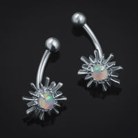 Barre courbée en titane à filetage interne pour labret vertical, éclat opale argentée, calibre 1.2mm
