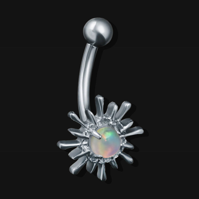 Barre courbée en titane à filetage interne pour labret vertical, éclat opale argentée, calibre 1.2mm