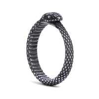 Bague serpent Ouroboros argentée