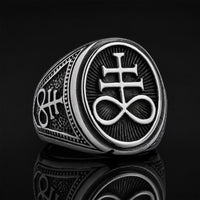 Bague occulte ovale Leviathan Cross argentée