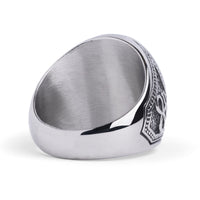 Bague occulte ovale Leviathan Cross argentée