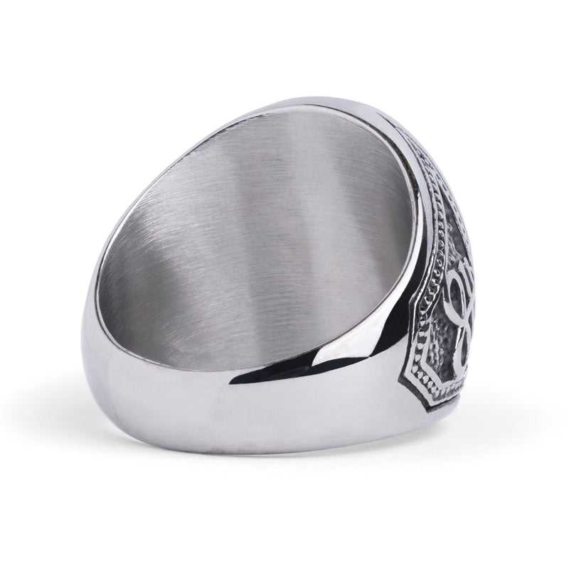 Bague occulte ovale Leviathan Cross argentée