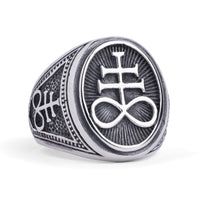 Bague occulte ovale Leviathan Cross argentée