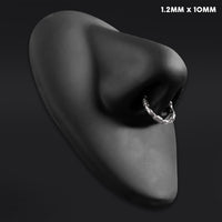 Anneau de nez clicker, argent, torsade corde, titane ASTM F136