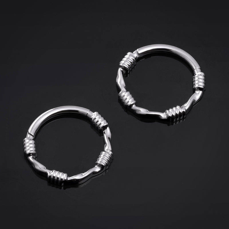 Anneau de nez clicker, argent, torsade corde, titane ASTM F136