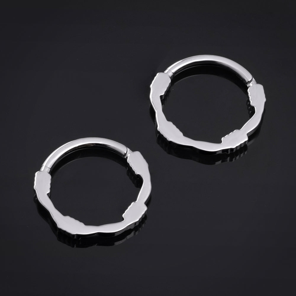 Silver Rope ASTM F136 Titanium Segment Clicker - ASTM F136 Titanium Hinged Silver Rope Segment Ring for Nose / Septum 1.2mm 