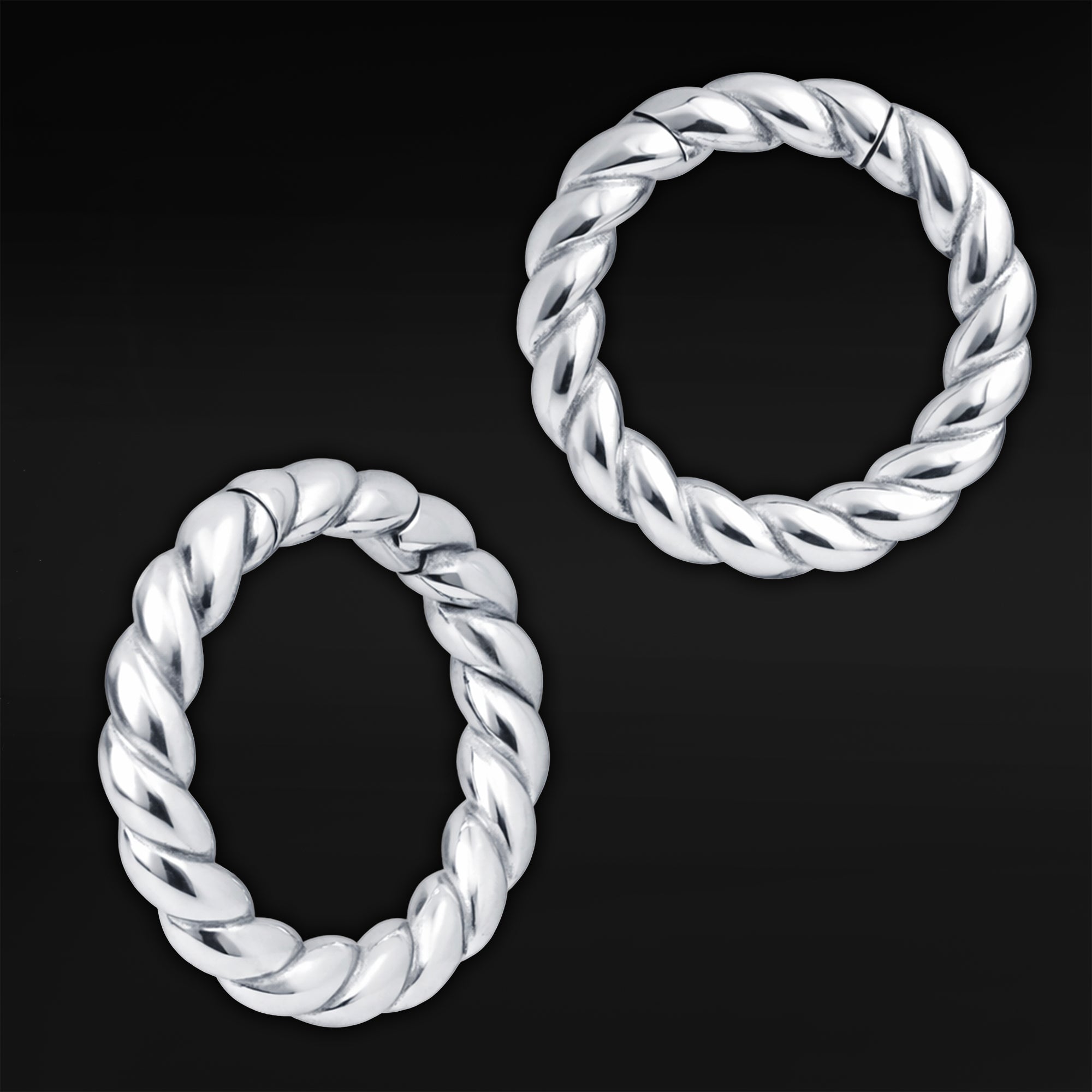 Silver Steel Rope Ear Weights - Pair