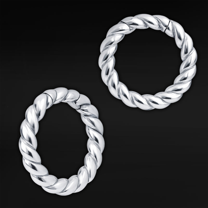 Poids d'oreille corde en acier argenté - Paire