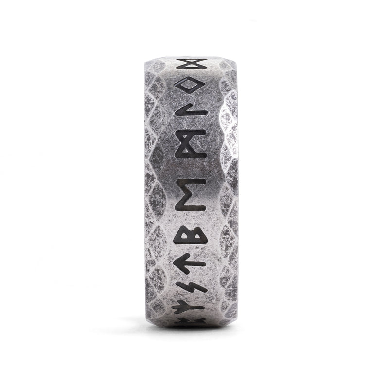 Bague viking symboles runiques argentée