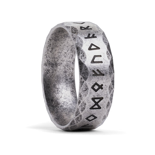Silver Runic Symbols Viking Ring