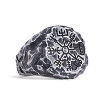 Bague viking roue runique argentée