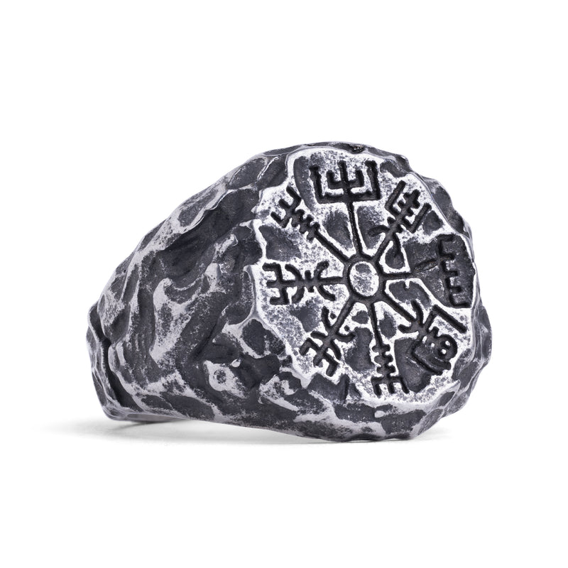 Bague viking roue runique argentée