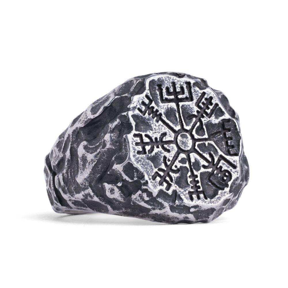 Silver Runic Wheel Viking Ring - Silver Viking Runes Signet Ring In Various Sizes
