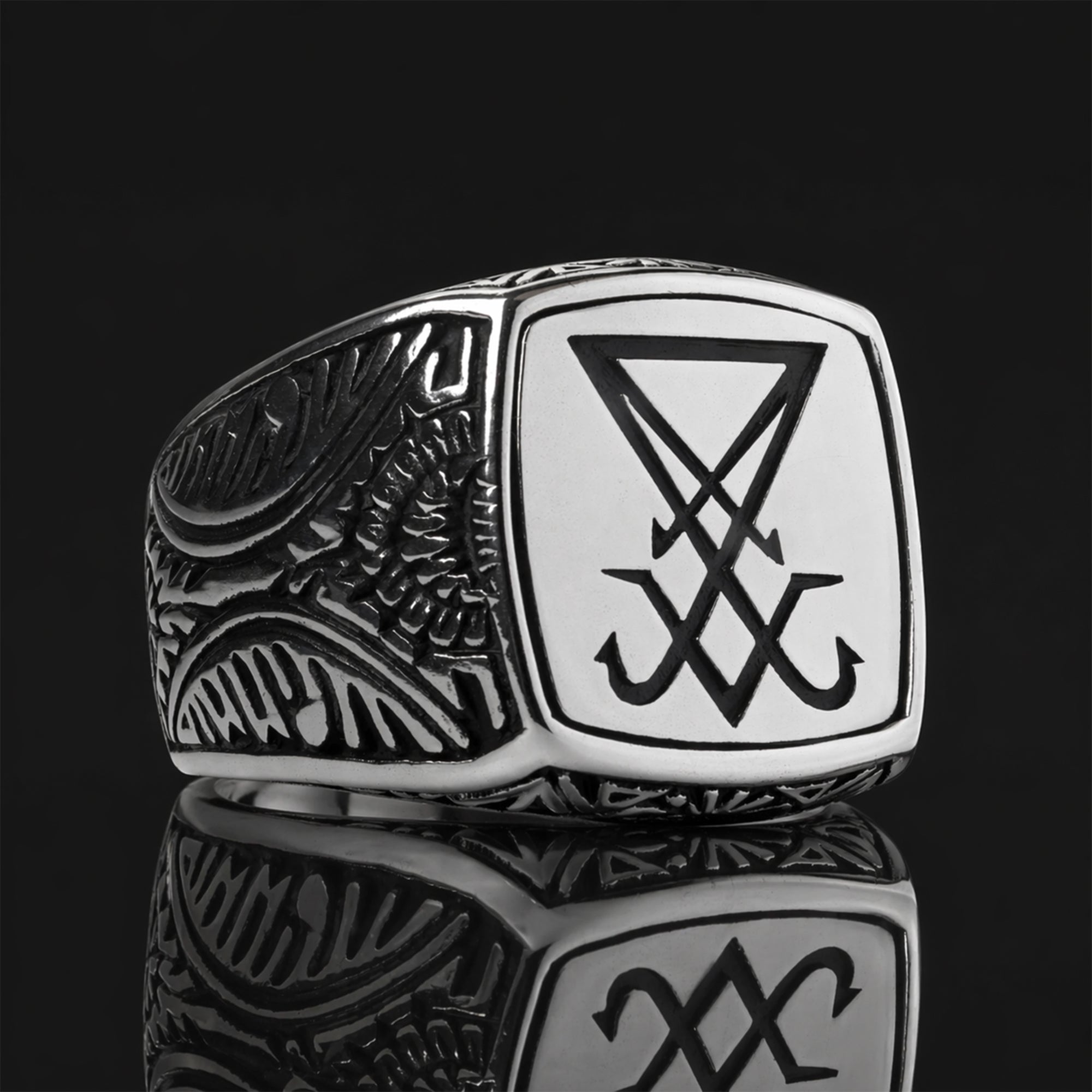 Silver Sigil Of Lucifer Occult Ring