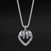 Collier pendentif cœur squelette en argent
