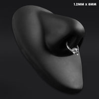 Clicker de septum, argent, crâne, titane ASTM F136