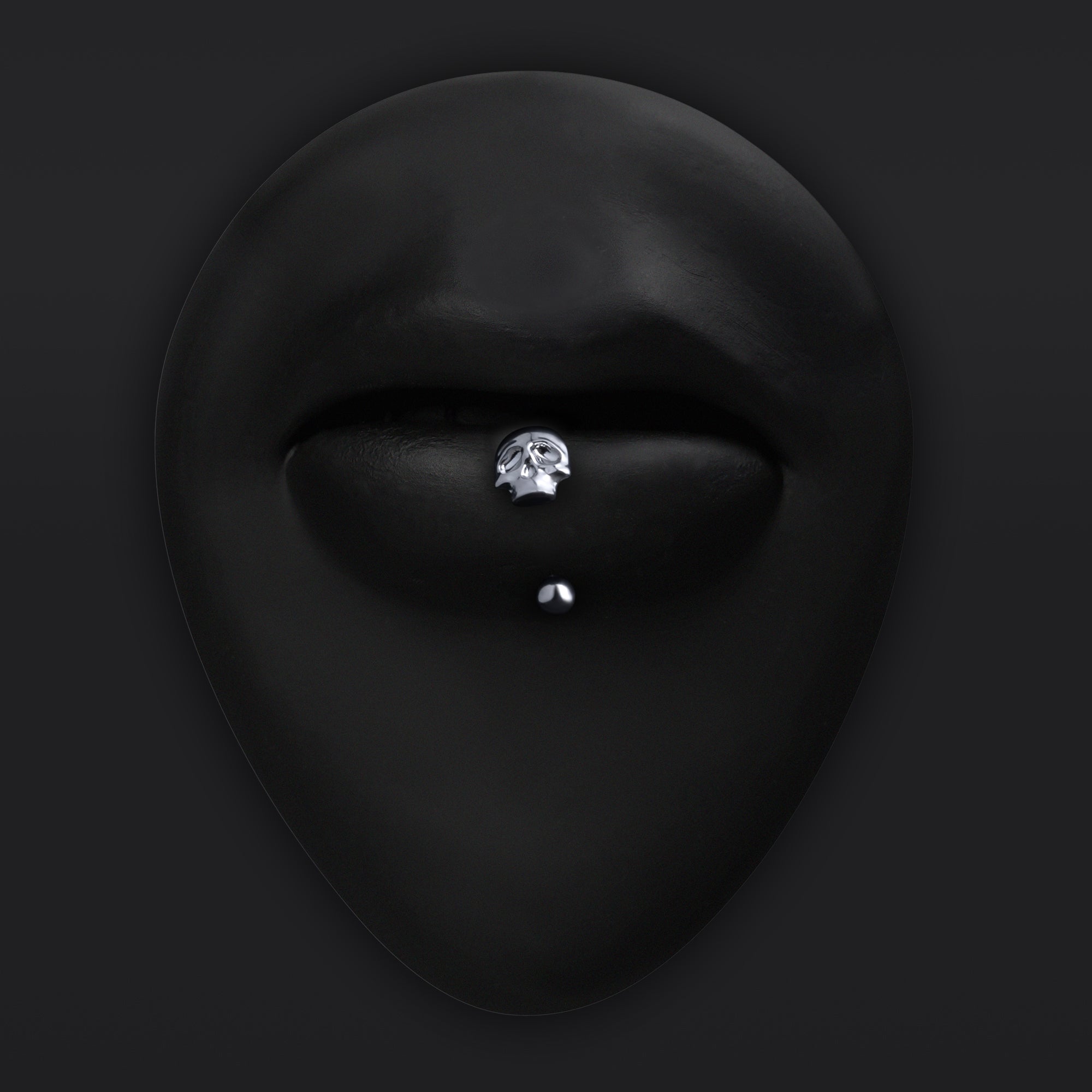 Vertical Labret, Silver, Skull, Threadless, Titanium