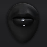 Labret vertical, argent, crâne, threadless, titane