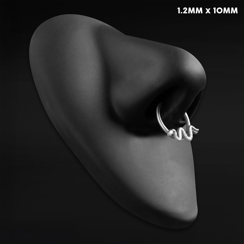 Clicker pour septum, argenté, serpent, titane ASTM F136
