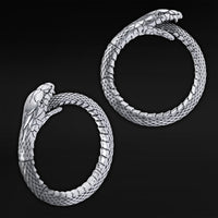 Poids d'oreille serpent en acier argenté - Paire