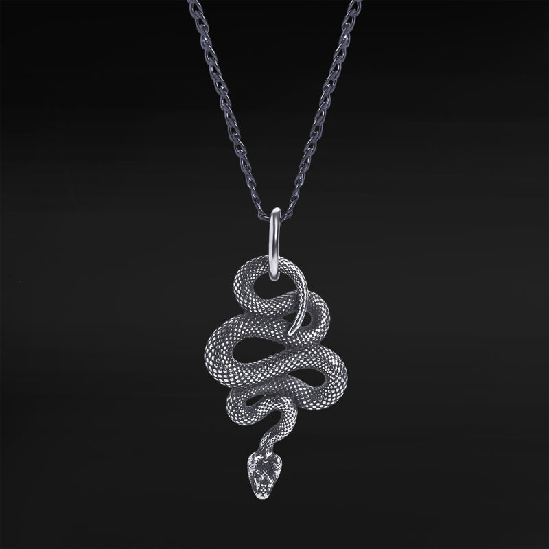 Collier serpent argenté