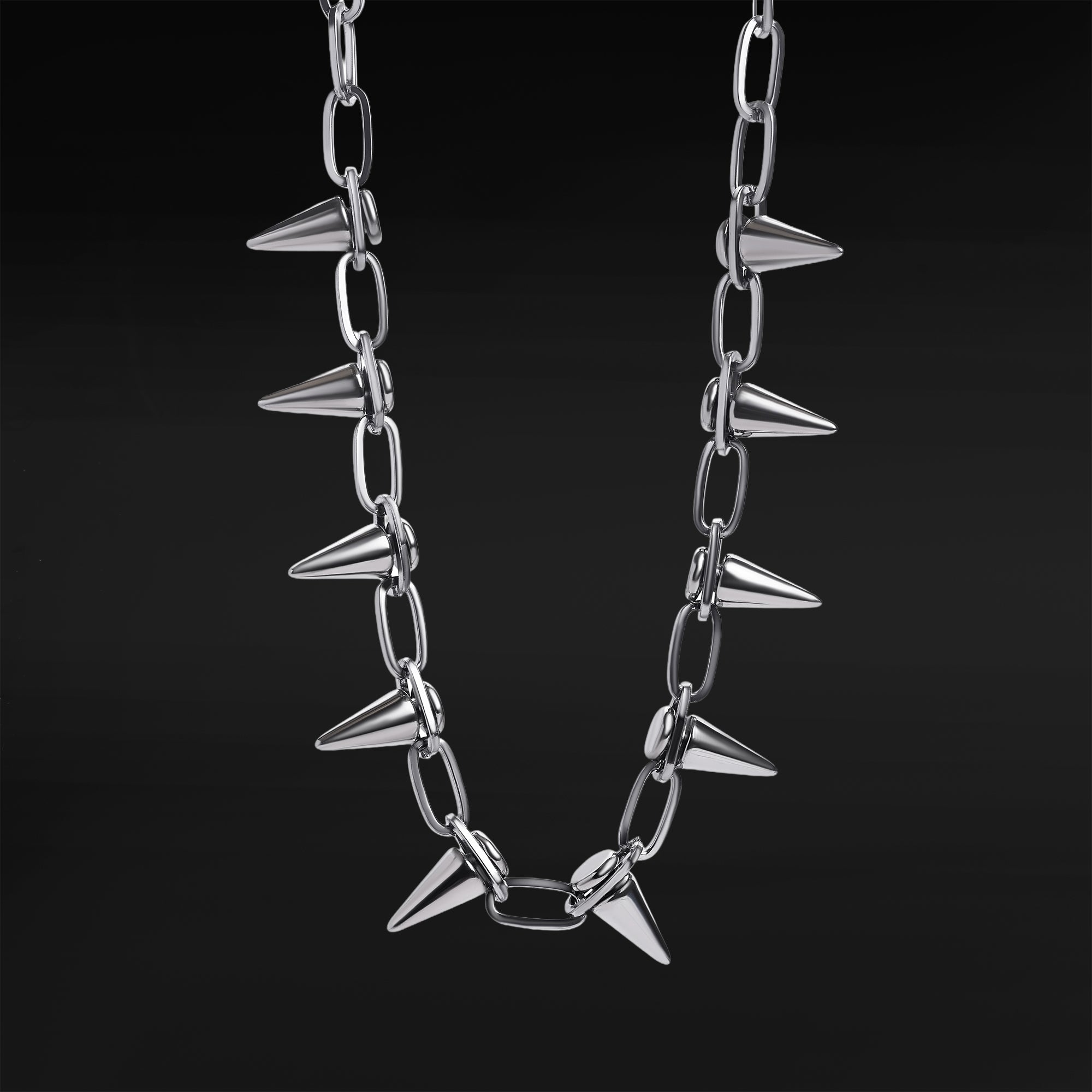 Silver Spiked Chain Choker