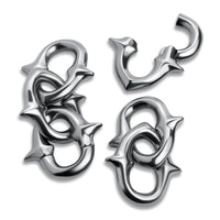 Silver Steel Spiked Chain Link Ear Hangers - Pair