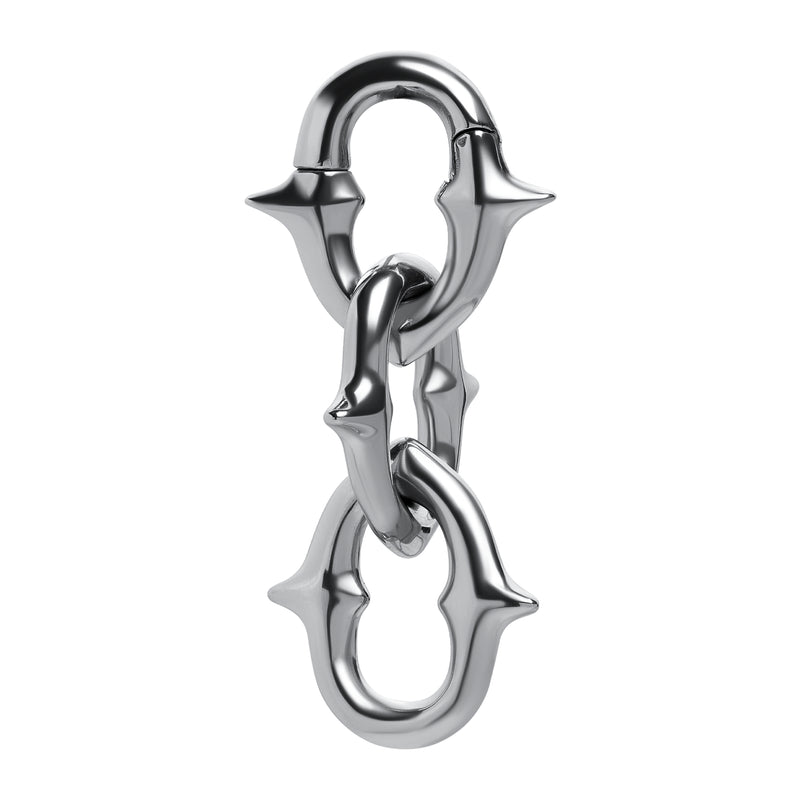 Silver Steel Spiked Chain Link Ear Hangers - Pair