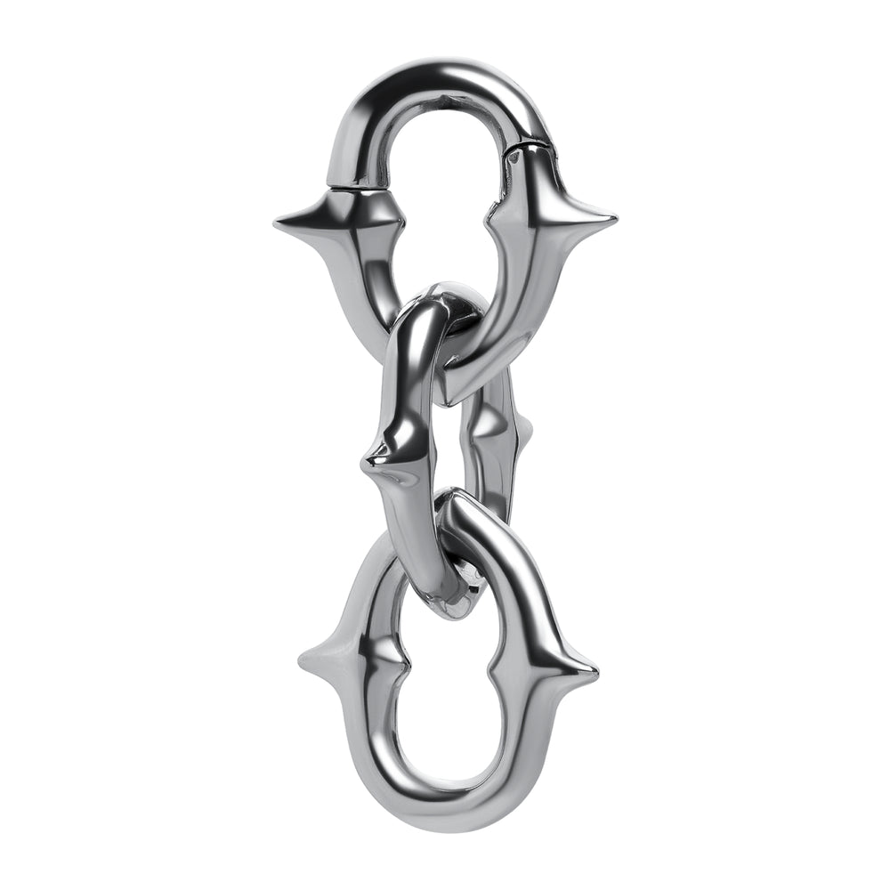 Silver Spiked Chain Link Earring Hanger Ear Weights (Pair) - Pair of Silver Spiked Chain Link Ear Weights For Stretched Ears