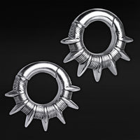 Poids d'oreille à pointes en acier argenté - Paire