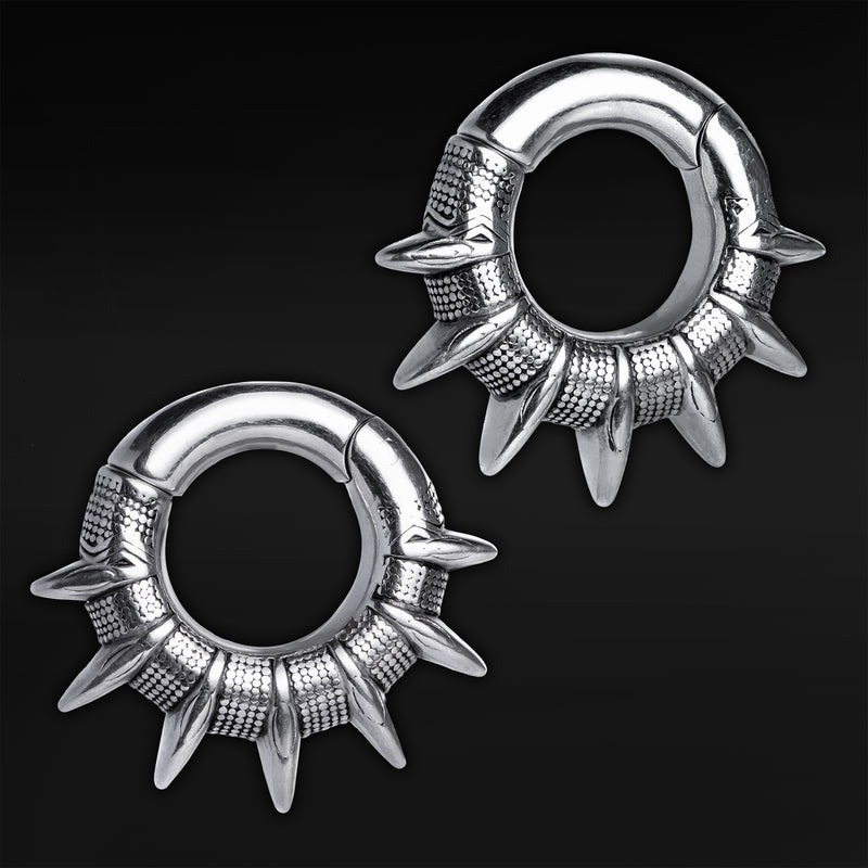 Poids d'oreille à pointes en acier argenté - Paire