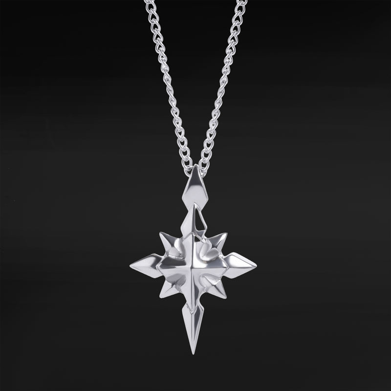 Collier pendentif croix étoile à pointes en argent