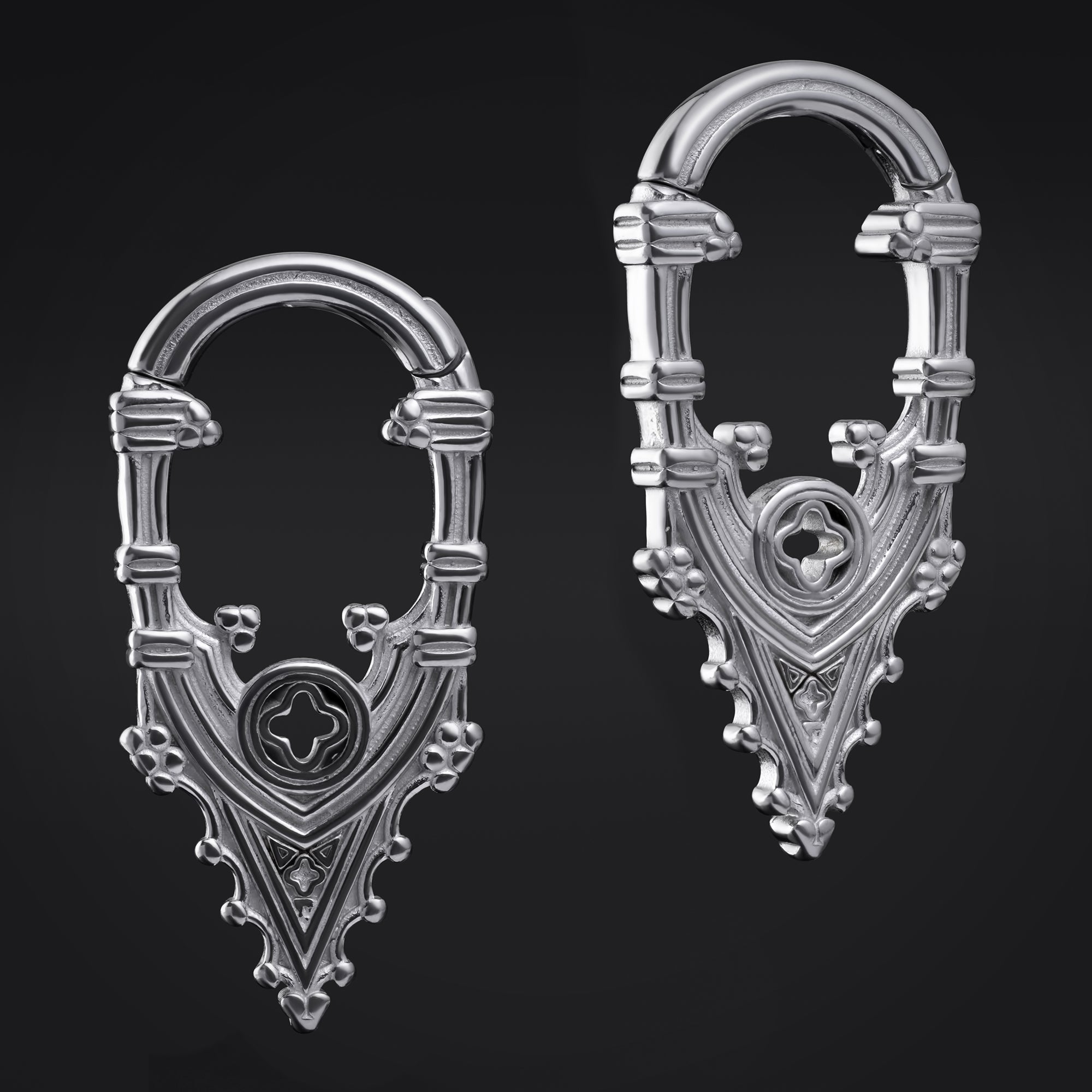Silver Steel Spire Ear Hangers - Pair